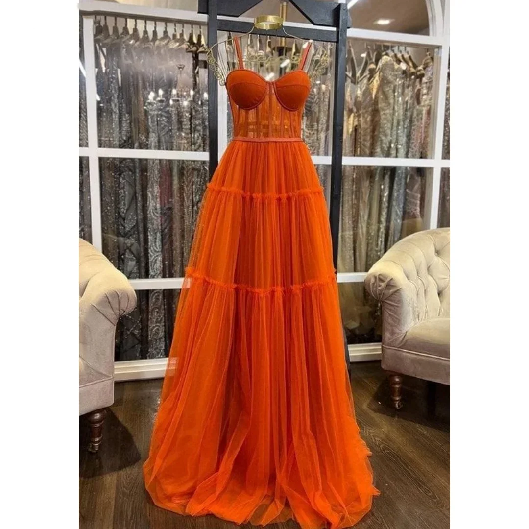 Vinca Sunny Spaghetti Strap Tulle Prom Dresses 2024 Exquisite A-line Party Prom Dress Ladies Formal Occasion فساتين السهرة