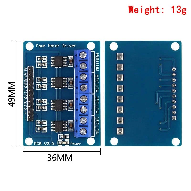 L9110S 4-Channel DC Motor Driver Module – Dual H-Bridge 2.5V-12V 800mA for Smart Car/Robotics