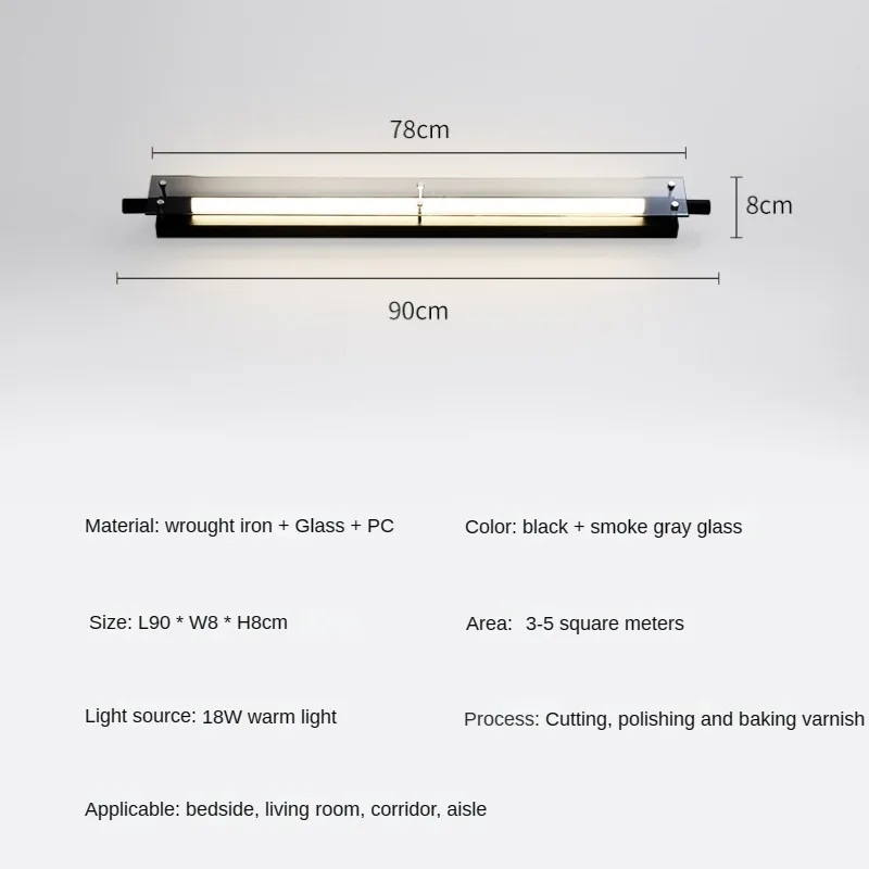 Italiano minimalista lâmpada de parede designer sala estar fundo parede luminárias decorativas led quarto longo luz parede vidro