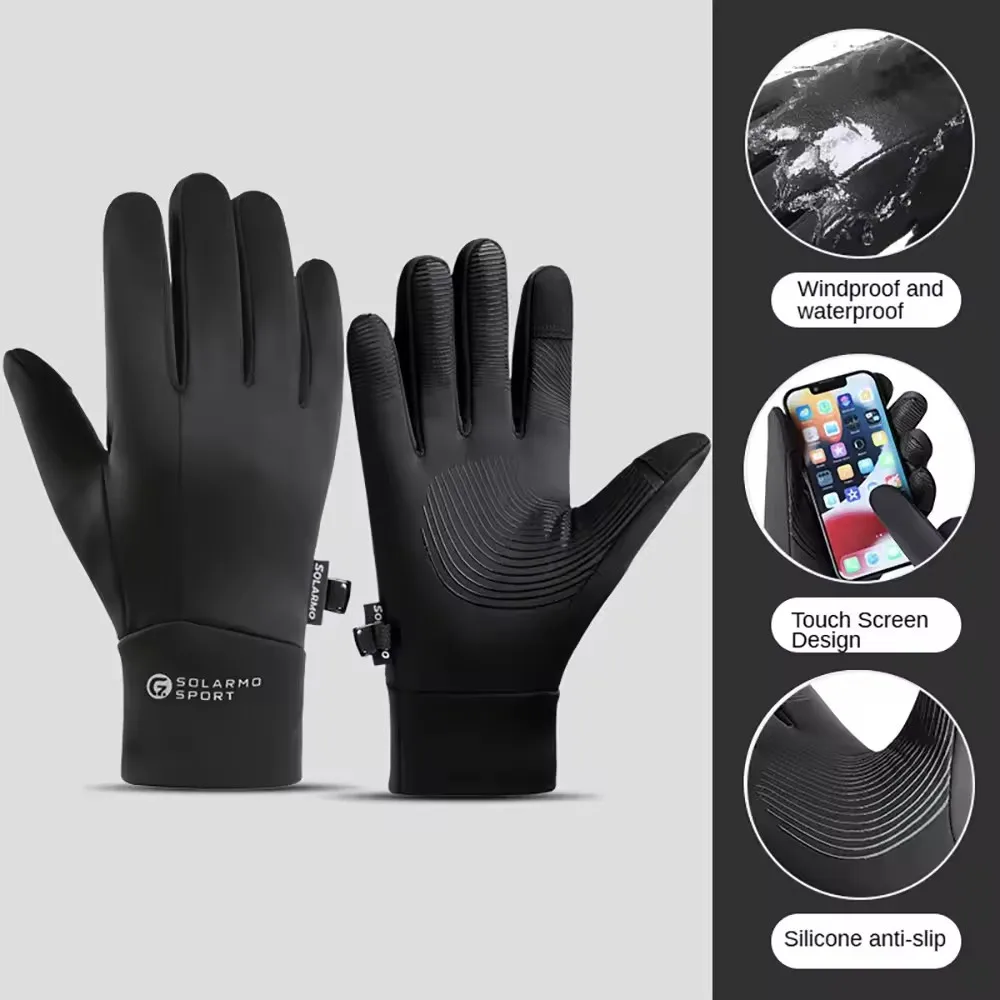 Winter Gloves For Men Waterproof Windproof Cold Gloves Snowboard Motorcycle Riding Driving Warm Touch Screen Zipper Gloves