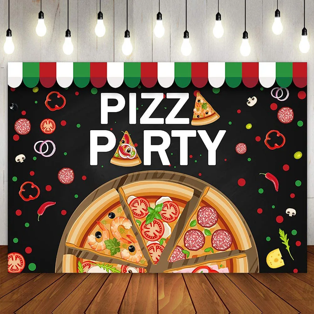 Pizza Theme Party Backgroup Cooking 1st First Birthday Banner for Baby Shower Kids Boys Girls Photography Backdrop Photo Booth