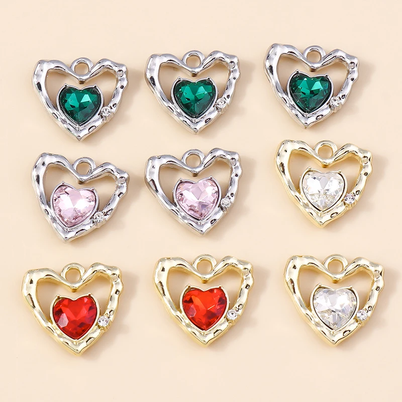 

4pcs 19x18mm Elegant Crystal Love Heart Charms Pendants for Jewelry Making Drop Earrings Necklaces Bracelets DIY Crafts Supplies