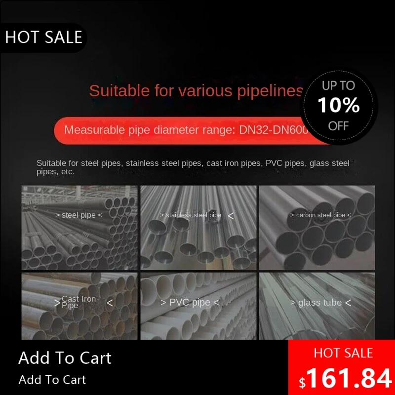 818003 Useful DN32-6000 Wall Mounted Water Flow Meter Sensor Optional Storage Clamp Sensor Digital Liquid Ultrasoni