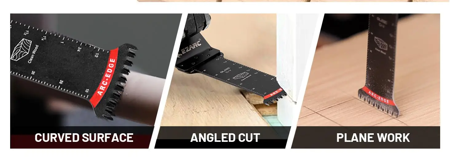 EZARC 5 Stück Japanische Oszillierende Sägeblätter, CRV Extra-Lange Bogenkanten-Multitool-Klingen für Sauberen Schnitt in Holz & Kunststoff – Detail 5