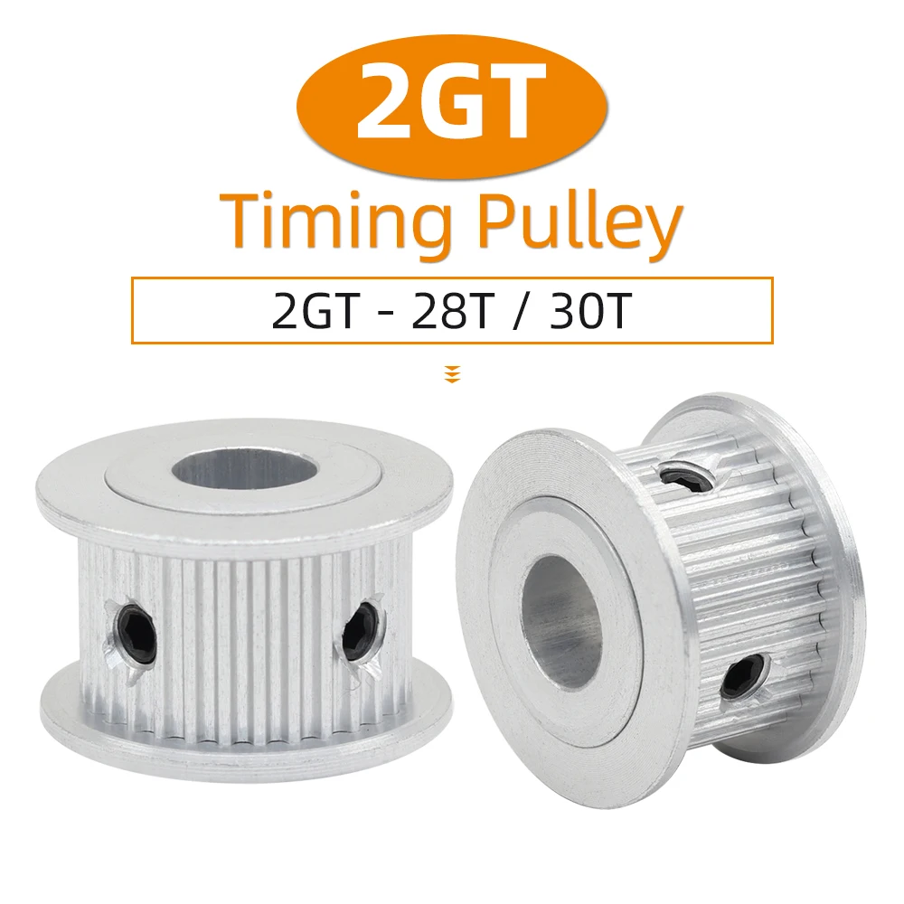 28T 30T Timing Pulley 2GT Circle-arc Tooth Both side Flat Bore 4/5/6/6.35/7/8mm Alloy Wheels Pitch 2mm Width 6/10mm Timing Belt