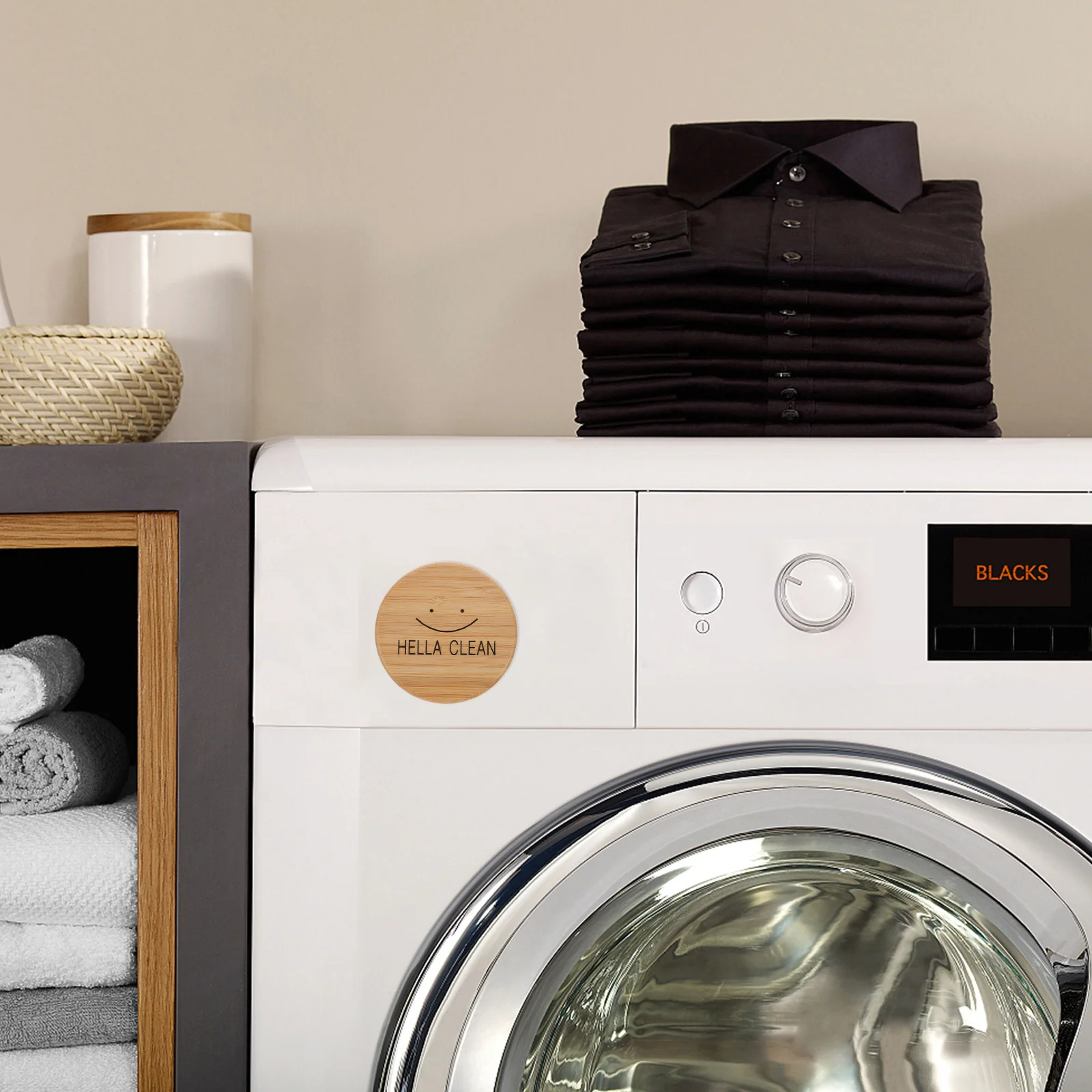 食器洗い機用クリーン/ダーティーマグネット 竹製両面デザイン マグネット式食器洗い機サイン 家庭用品 ギフトに最適