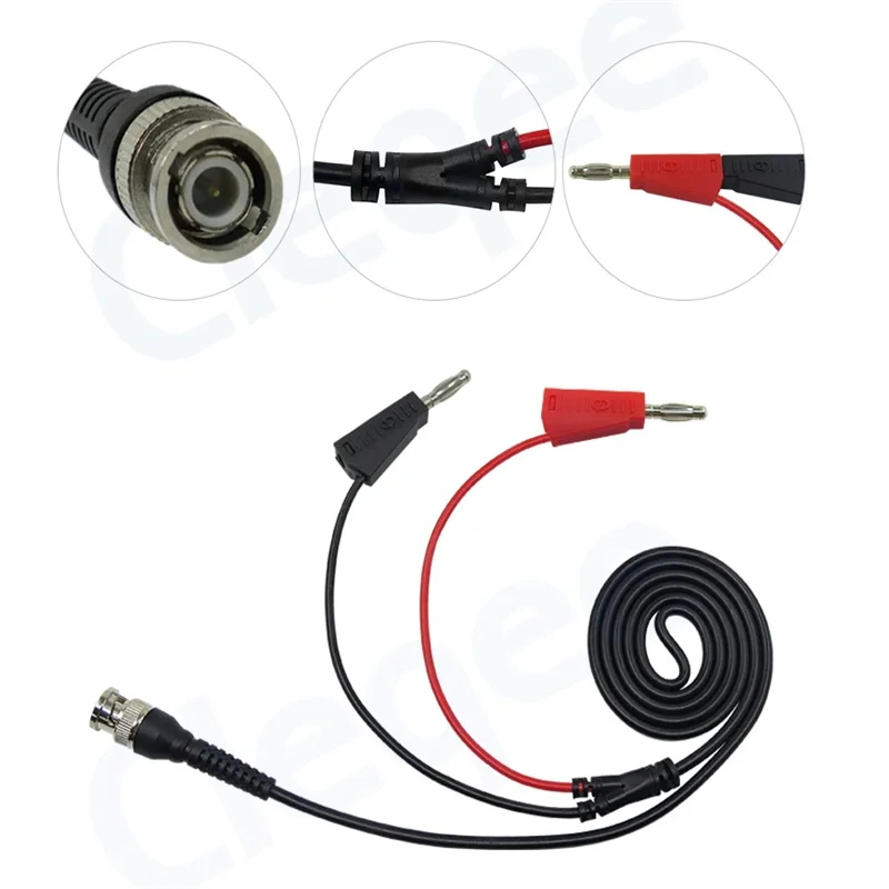Cleqee P1009 BNC Male to Dual 4mm Banana Plug Stackable Type Test Leads Probe Cable 120CM.