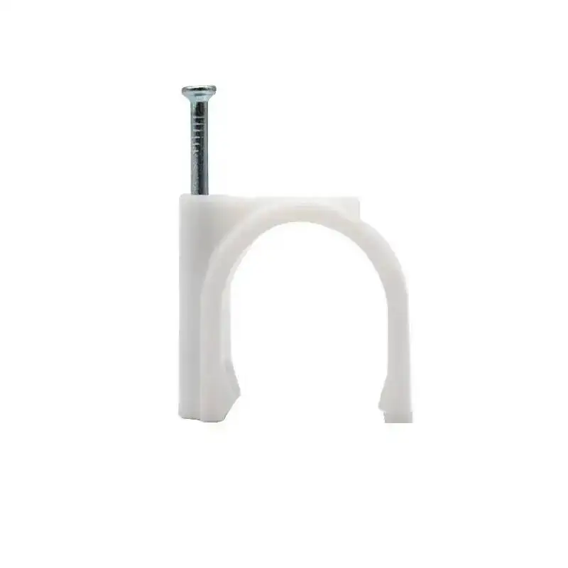 100pcs Cable Clips 12/14/16/20/22/25/30/40mm White Round Steel Nail Wire Clamp Line Buckle Fixing Wall Hanging Screw