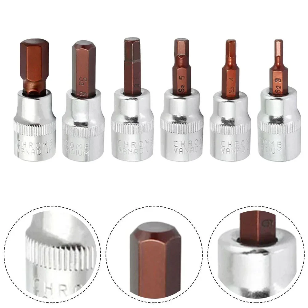 1pc 3/8“ Square Drive Socket Wrench Hex Screwdriver Bits H3 H4 H5 H6 H8 H10 Hexagon Ratchet Wrench Bit Socket Tool Hand Tool