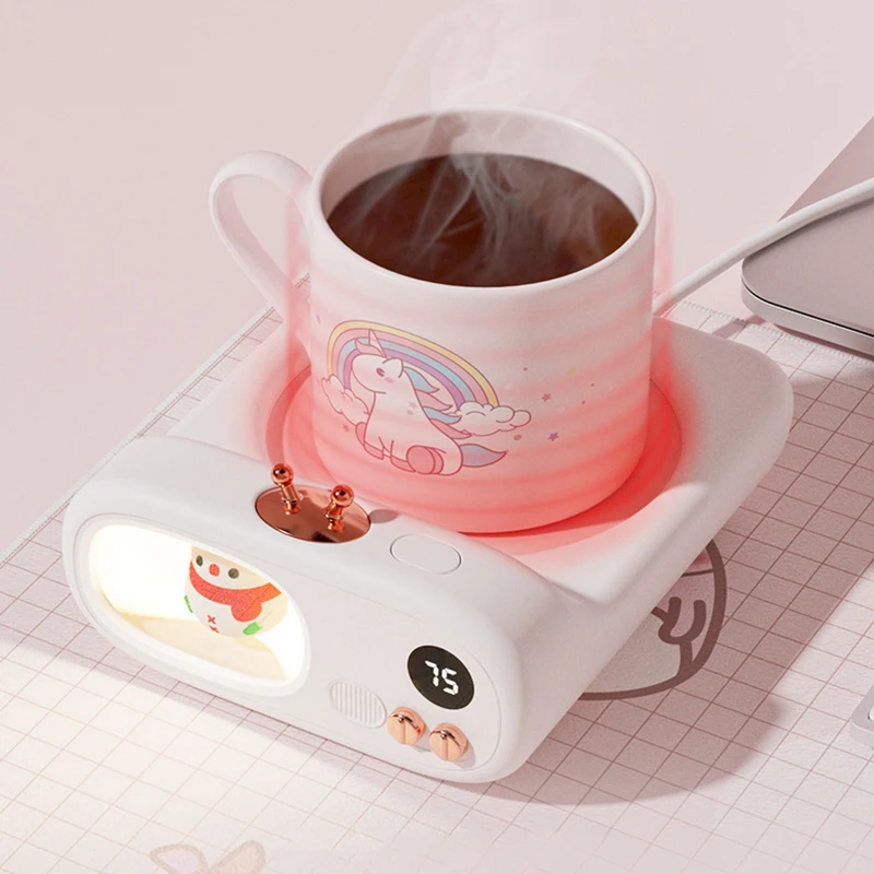 110-220V Cup Heater Smart Coffee Mug Warmer Cute Pet Heating Coaster Thermostatic Heating Pad Hot Plate Milk Water Coffee Warmer