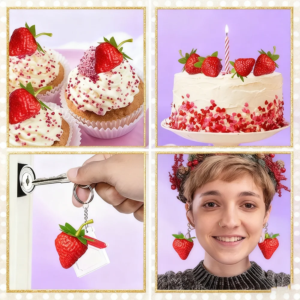 30/50 قطعة الفراولة الاصطناعية الفاكهة وهمية للمنزل ديكور الحفلات التصوير الدعامة عطلة عيد الهالوين الاحتفال