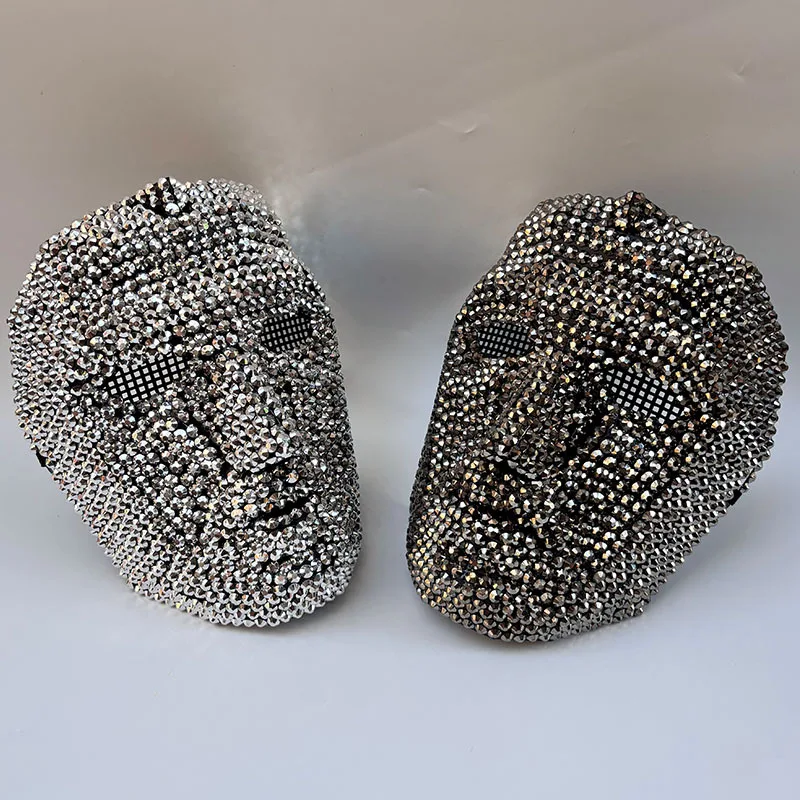 Masque de patron en strass scintillant, couverture complète du visage pour hommes et femmes, accessoires de Costume, accessoires de fête Cosplay DJ, masque de Carnaval