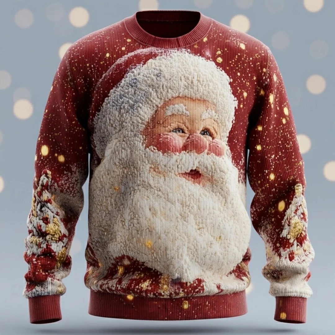

Cute Funny Santa Claus Graphic Print Sweater for New Year Clothing Festive Long Sleeve Pullover Sweatshirt Fashion Pullover