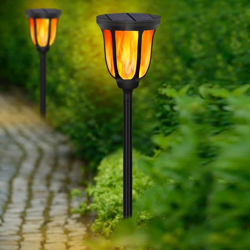 Impermeável Flickering Flame Outdoor Solar Light, 96 Decoração LED, Crepúsculo ao Amanhecer, Auto On, Off, Jardim, Pátio, Quintal, Caminho