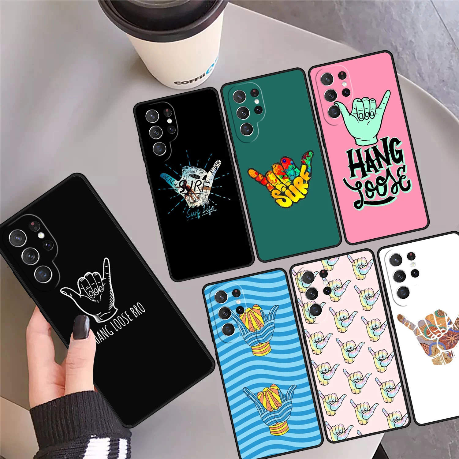 Surfer Surf Hang Loose Shaka Phone Case Cover For Samsung Galaxy S24 Ultra 23 S22 Plus S21fe Lite S20 S8 S9 S10 Note 10 Pro 20