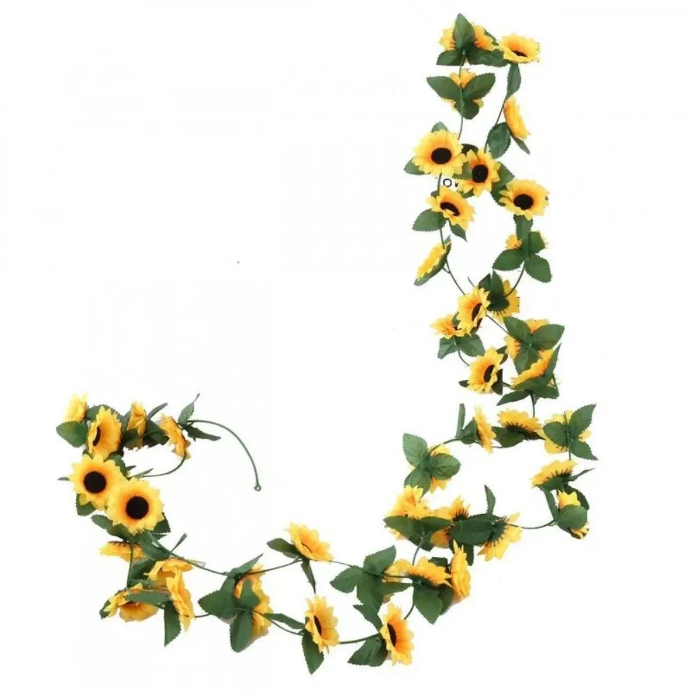 

New Simulated Sunflower Flower Vine 26 Heads DIY Simulation Flower Vine 2.3m Plastic Artificial 3D Sunflower Vine B&B Loft Decor