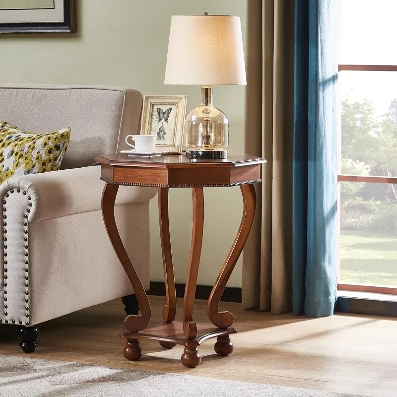 Couch side few American living room corner few all solid wood octagonal small coffee table bedside table balcony casual phone ta