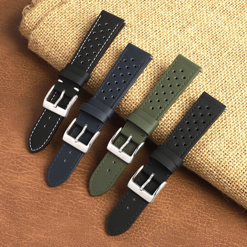 Sailcloth Watch Strap 18mm 20mm 22mm Rally Racing Strap Quick Release Breathable Porous Men's Sport Waterproof Watchbands