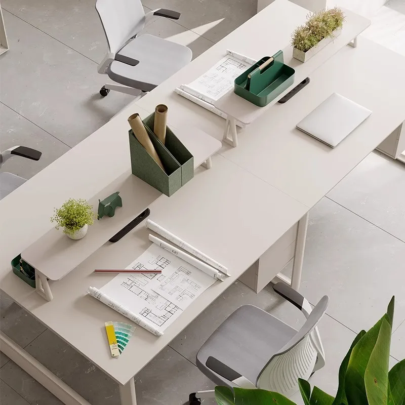 Ework Simple Modern Office Staff Desk Financial Screen Desk Double Workstation Table and Chair Combination Furniture