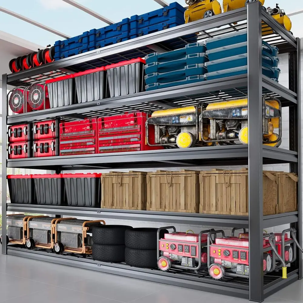 

Heavy-Duty 5-Tier Metal Storage Shelves, 78Wx24Dx78H, 4000 lbs Capacity, Black