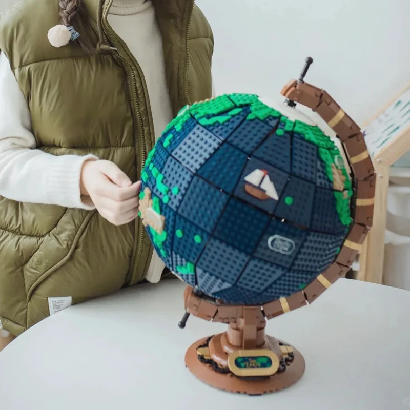 Cretive 2585 個地球儀ビルディングブロックモデルアイデア世界地図高難易度組み立てレンガ教育玩具子供大人のため