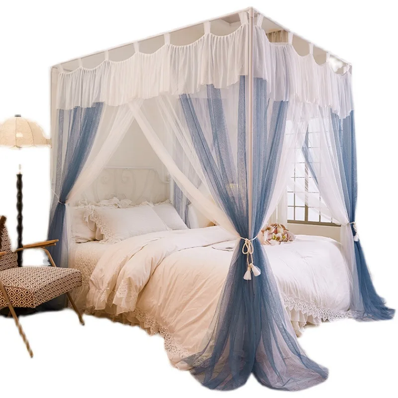 

2025 new floor-to-ceiling mosquito net household bedroom palace three-door premium thickened bed curtain yarn