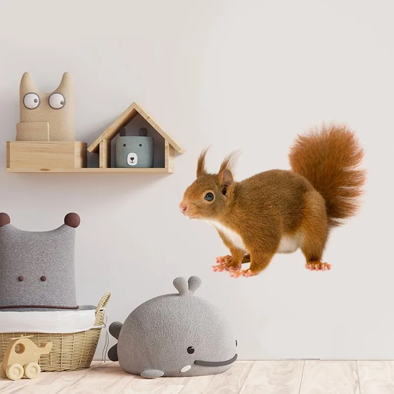 Tri koshki RC083 Animal Squirrel Child Wall Sticker Waterproof Decal Home Decoration Kids Room Door Toile Children Desk