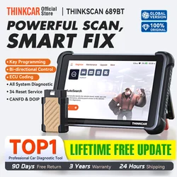 THINKCAR THINKSCAN 689BT Automotive Tools Key Programmer Professional Bidirectional ECU Coding CANFD DOIP 34 Reset Obd2 Scanner