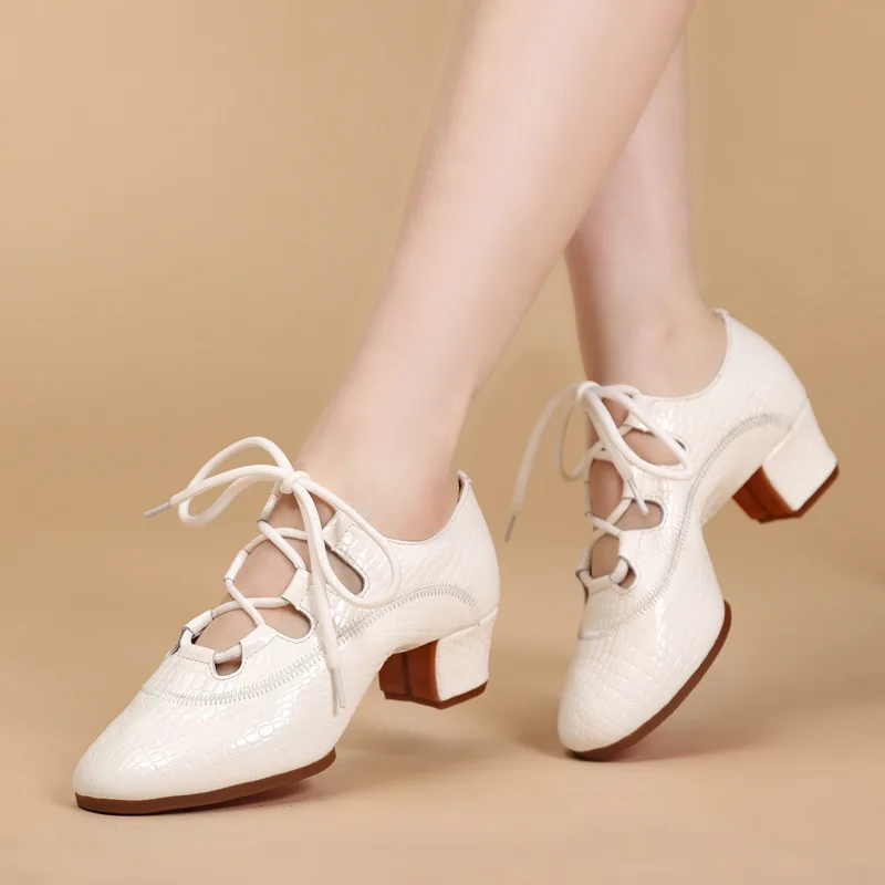 

Ladies Latin Dance Shoes Woman Square Shoes Sailor Sneakers Jitterba Ballroom Dancing Social Stone Pattern Women sports shoes