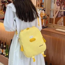 Cute Cartoon Shoulder Tote Bag for Women, Kawaii Duck Canvas, Ladies Crossbody Messenger Bags, Portable Handbag, Purse Flap Bags