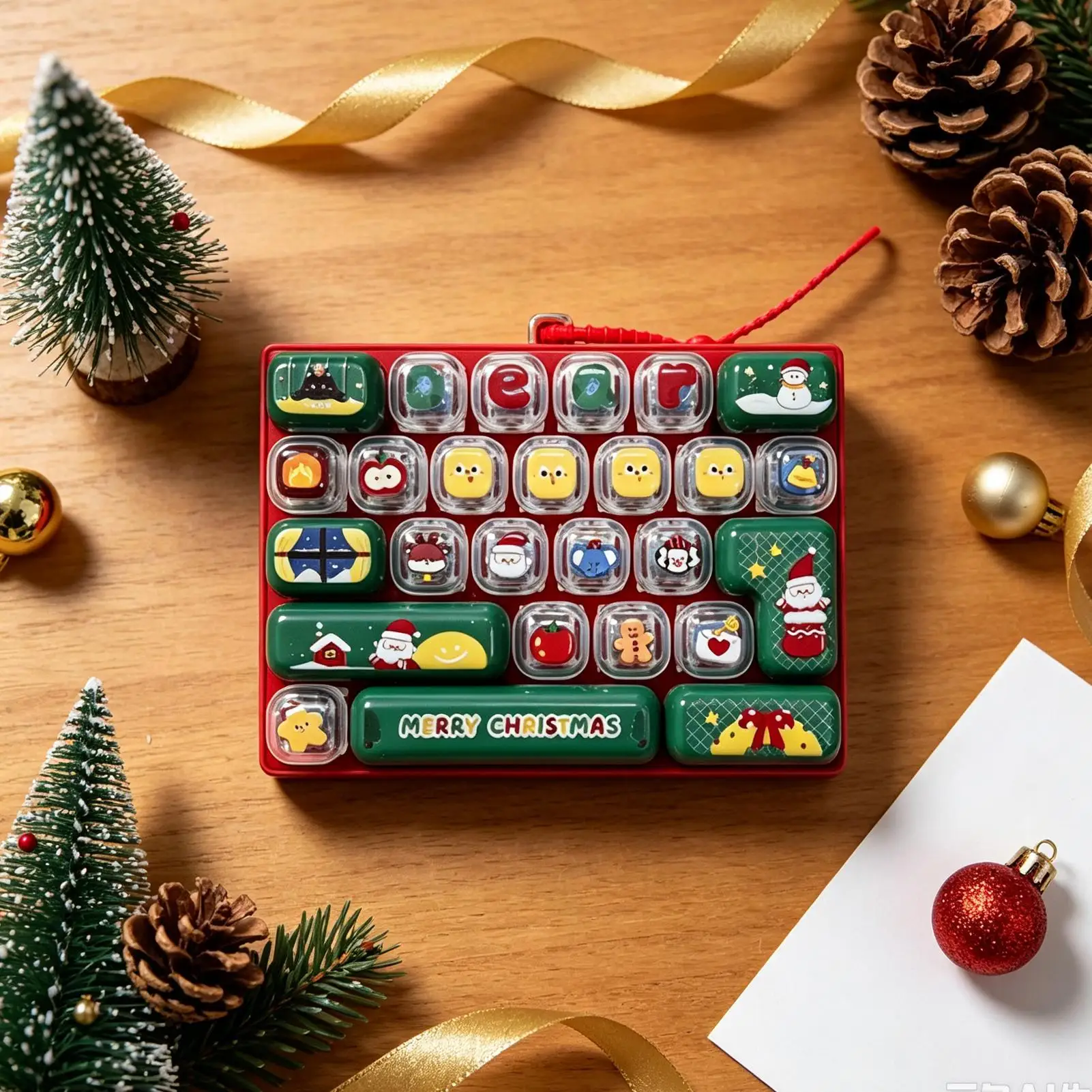 Keyboard Clicker Keychain Christmas Fidget Toys Backpack Ornament Holiday Purse Pendant For Kids Teens Adults Students Travelers