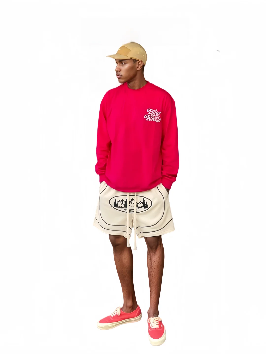 

Оригинальные американские повседневные мужские брюки-капри с вышивкой, универсальные, для города, длиной до колена