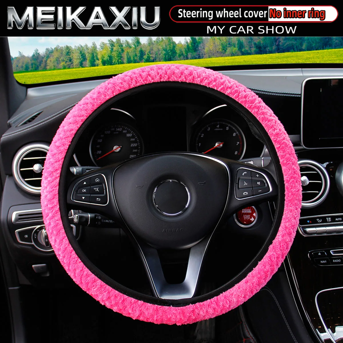 Damen-Lenkradbezug, Winter, warm, weich, Plüsch, elastisch, freier Innenring, leichtes Autozubehör, bequeme Autodekoration – Detail 2