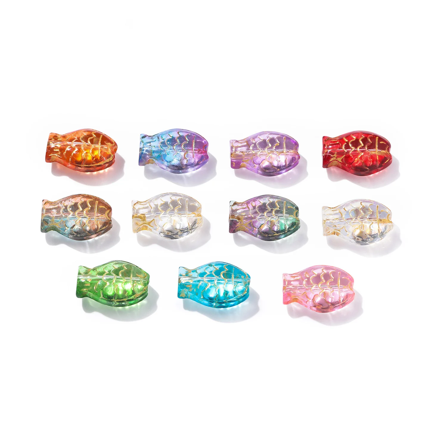 10Pcs/lot Small Fish Pendants 10x14mm Faceted Colored Glaze Loose Beads For DIY Making Charms  Necklace Jewlery Accessories