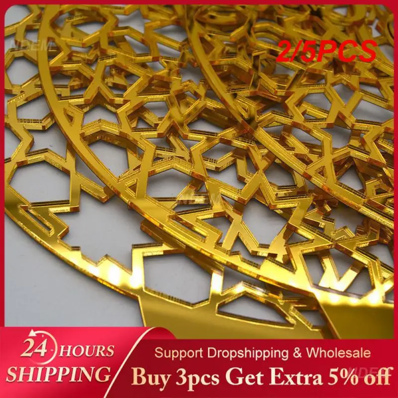 2/5PCS Remus Festival Ornaments Beautiful Decorative Ornaments Eid Mubarak Decoration Home Decor Gift Ornaments Gold Acrylic