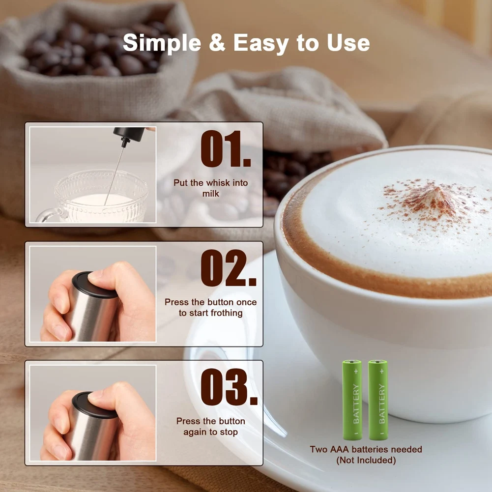 Coffee Foam Maker Mini Handheld Wireless Electric Milk Maker is Suitable for Latte, Cappuccino, Matcha and Hot Chocolate