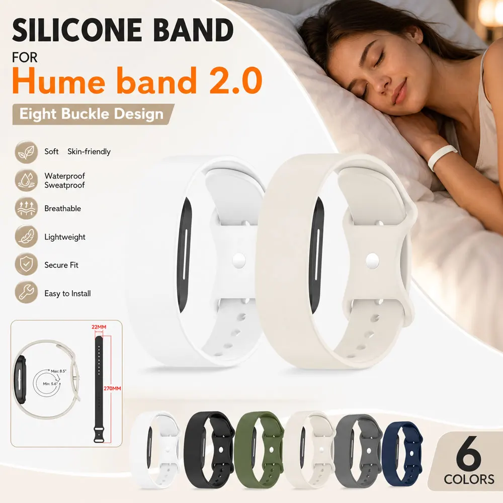 Special Waterproof Replacement for Hume Band 2.0 Integrated Silicone Strap Sweat Resistant Adjustable Wristband for Hume 2.0