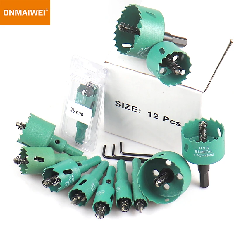 Bimetal Wood Hole Saw Drill Bit 12PCS16-53mm HSS Steel New M42 Core Hole Saw Suitable For Downlight Plasterboard Opening