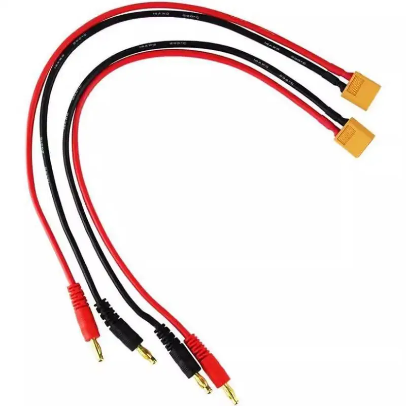 1Pcs XT60 To 4mm Banana Plug Cable 14AWG High Temperature Silicone Wire Adapter Charging Lead For RC Lipo Battery Charger