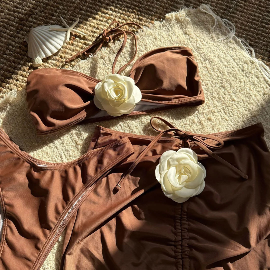 Neuer 3D-Blumen-Bikini mit Rock, brasilianischer Bikini, Damen-Badeanzug, dreiteiliges Bikini-Set, Damen-Badebekleidung, Badeanzug, Badebekleidung, Schwimmbekleidung V5755 – Detail 29