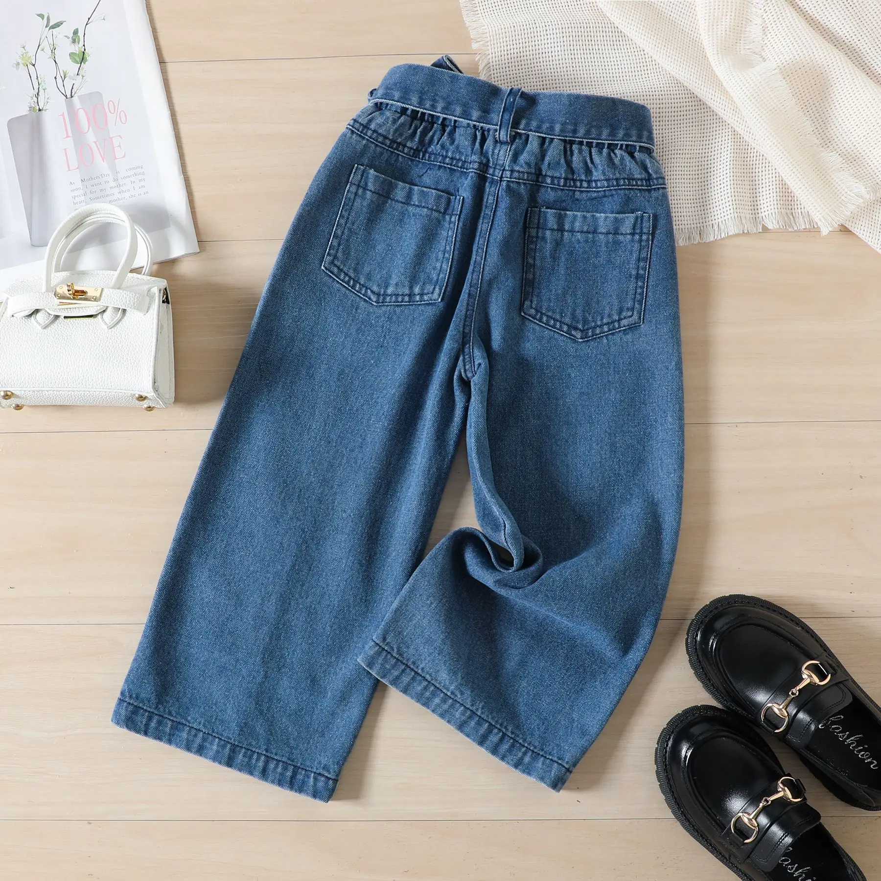 2 Stuk Sets 2025 Nieuwe Zomer Baby Meisje Kleding Koreaanse Mode Denim Mouwloze Blauwe Tops + Losse Jeans Boutique Kinderkleding BC322