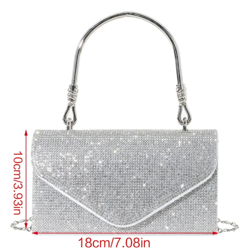 Bolsa feminina com glitter para noite, bolsa clutch para festa casamento, baile, bolsa ombro crossbody E74B