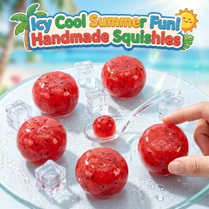 Hot Sale Squishy Handmade Watermelon Slush Toy Soft Slow Rebound Stress Relief Squeezy Toy Realistic Fruit Model Adult Gift