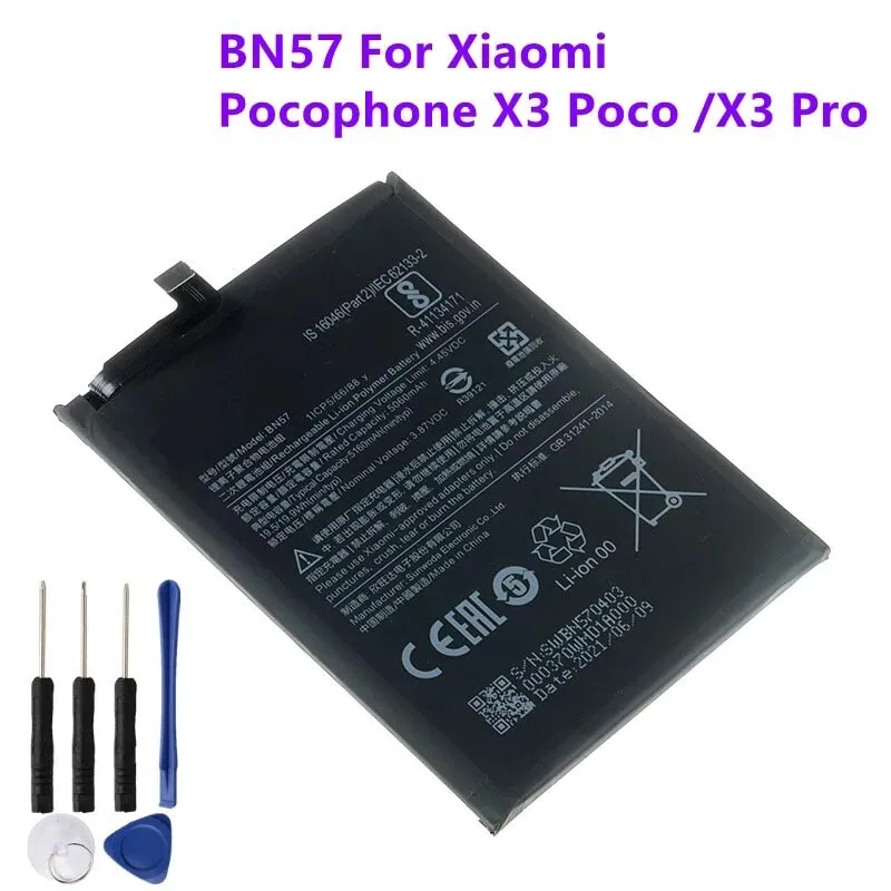 BN57 5160mAh Phone Replacement Battery for Xiaomi Pocophone X3 Poco X3 Pro Tools
