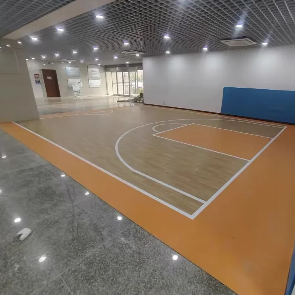 Beable 4.5mm 6.0mm Thickness Indoor Wood Pattern PVC Vinyl Sport Flooring Basketball Floor For Multi-purpose