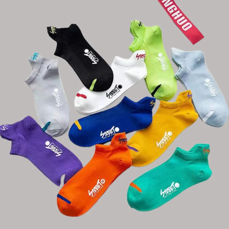 10 Pairs New High Quality Men's Casual Sports Boat Socks Breathable Street Fashion Sport Deodorant Running Socks