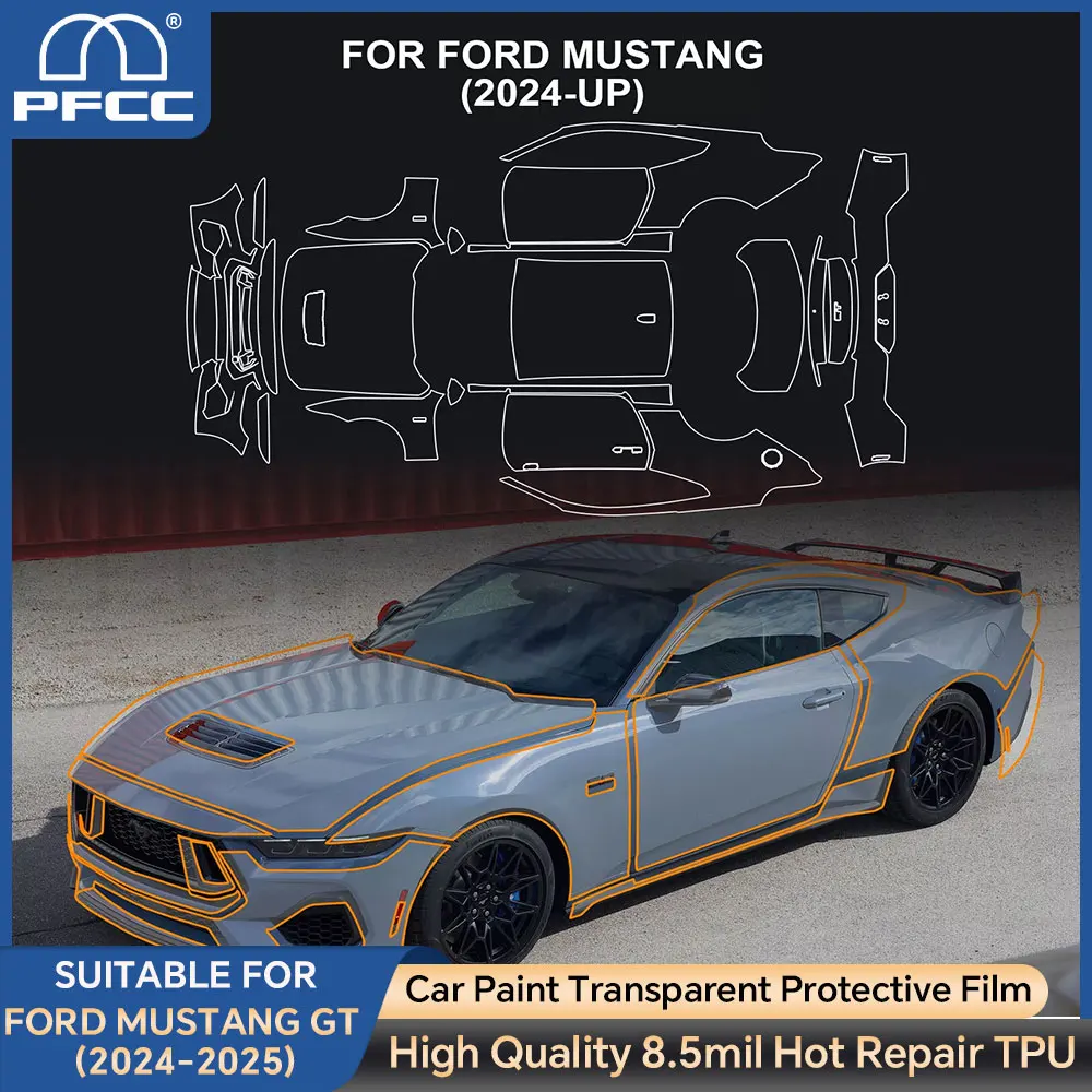 

For Ford Mustang GT/EcoBoost 2024-2025 Full Car Precut Paint Protection Film PPF Transparent Kit Clear Decal Body Sticker ﻿