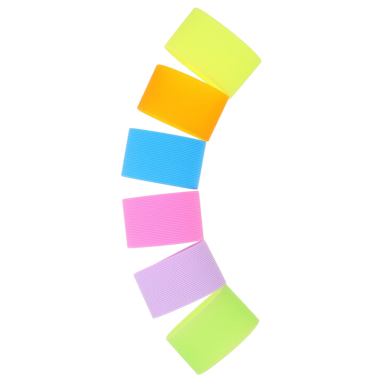 6Pcs Silicone Cup Sleeve Universal Fit for Glass Ceramic Cups Anti-Slip Grip Heat Resistant Insulating Sleeve for Office Home