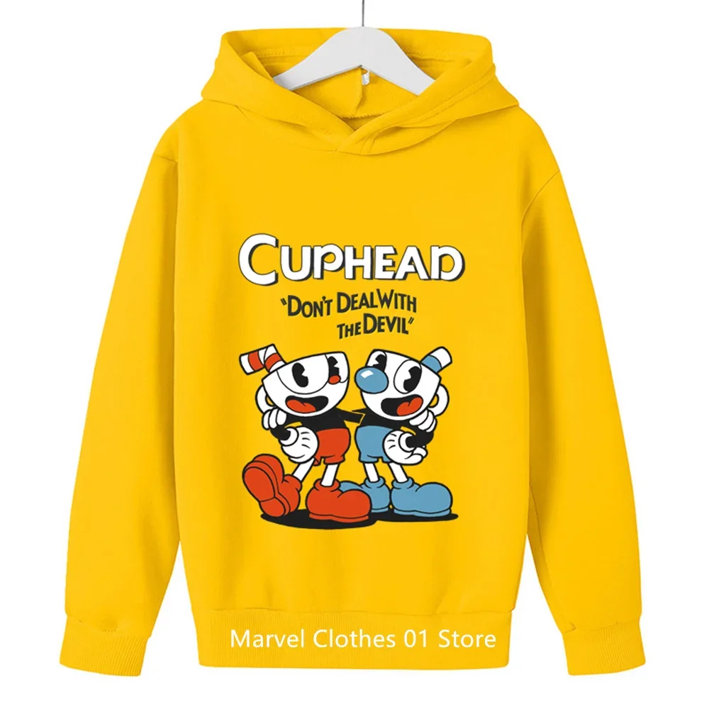 2024 Game Cuphead Hoodie Kids Clothes Girls Childrens Clothing 3-14 Year Children Clothing Boys Sweatshirts Spring Autumn Tops