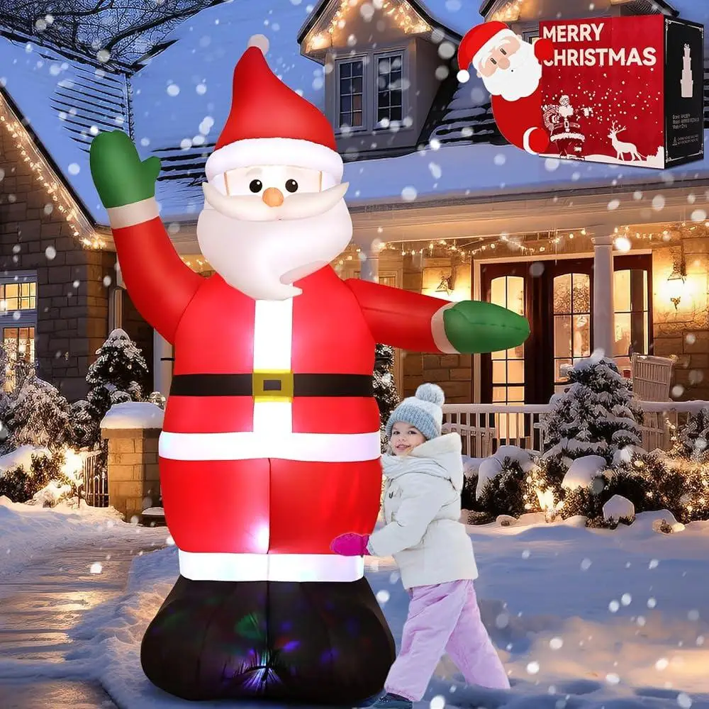 6FT Christmas Inflatable Santa Claus Decoration with LED Lights Outdoor Yard Holiday Decor Hassle-Free Setup Weather-Resistant